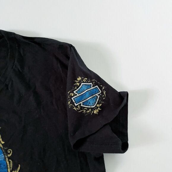 Harley-Davidson Motorcyles Womens XL US Marine Corps Black Graphic Tee Shirt Top - Picture 7 of 16